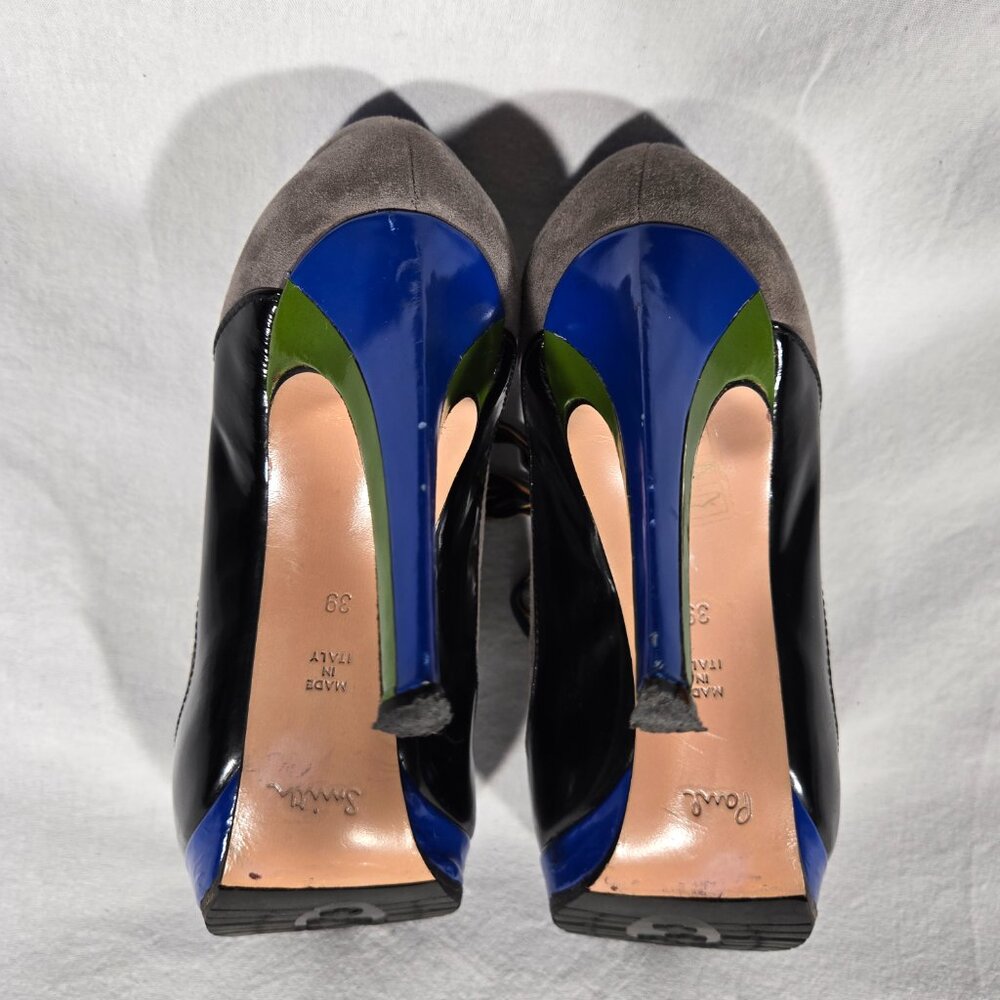 Rare ITALY Vintage PAUL SMITH Old Stock Lace Up Platform Heels Oxfords Size 8.5. - Picture 13 of 17